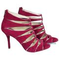Michael Kors Shoes | New Michael Kors Mavis Suede Size 9.5 Open Toe Gladiator Heel Sandals Magenta | Color: Pink/Silver | Size: 9.5