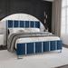 Mercer41 Laimdota Upholstered Low Profile Standard Bed Metal in Blue | 49.25 H x 67.77 W x 86.88 D in | Wayfair CBCE9D990B624EF883376019494DC636