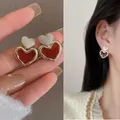 Boucles d'oreilles pendantes en forme de cœur rouge pour femmes boucles d'oreilles de déclaration