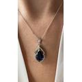 Sapphire Gemstone Teardrop Necklace - Blue September Birthstone Pendant Dainty Gift For Her- 925 Sterling Silver