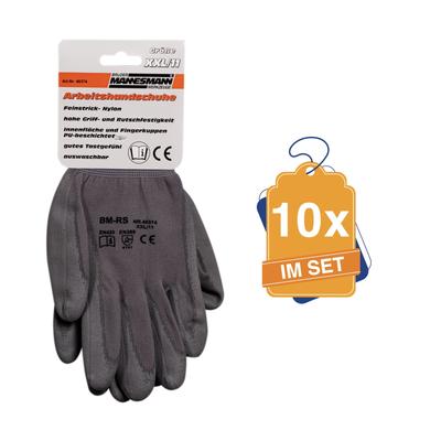 MANNESMANN Arbeitshandschuhe Gr. 11, 10x im Set Schutzhandschuh Grau M40374-10-SET Image