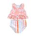 Sunisery Toddler Baby Girl Boho Daisy Rainbow Swimsuit Two Piece Infant Cute Bathing Suit Tankini Set Pink 2-3 Years