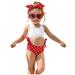 TAIAOJING Toddler Baby Girls Swimsuit Set Bikini Summer Swimwear Outfits Kids Print Piece Two Dot Swimwear Bathing Suit 18-24 Months