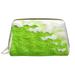 Large Clutch Leather Makeup Bag Green Watercolor Art Travel Toiletries Bag Ladies Cosmetic Storage Bag