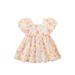 Wassery Infant Baby Girls Summer Dress Floral Floral Print Cotton Short Sleeve Square Neck Dress Ruffled Princess A-Lined Party High Waist Dress 9M-2T