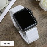 Compatible for Apple Watch Band 40mm 44mm 45mm 42mm Ceramic iWatch Band Women Men Stainless Steel Metal Butterfly Buckle Wristband Replacement Band for Apple Watch Series 7 6 5 4 3 2 SE -White/Black