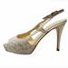 Kate Spade Shoes | Kate Spade Metallic Gold Snakeskin Print Slingback Platform Pump Heels Size 9 | Color: Gold | Size: 9