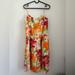 Ralph Lauren Dresses | Lauren Ralph Lauren Floral 100% Linen Sun Dress Size 8 Lightweight Bright | Color: Orange/Pink | Size: 8