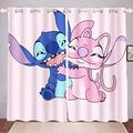 Doiicoon Lilo & Stitch Blackout Curtains for Children's Room, Waterproof Fabric, Transparent Curtains, Eyelets, 3D Digital Print, 100% Polyester, Anime Curtain (5.183 x 160 cm (2 x 91 x 160 cm))