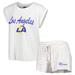 Women's Concepts Sport White/Cream Los Angeles Rams Montana Knit T-Shirt & Shorts Sleep Set