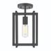 Wade Logan® Isiah 1 - Light 7.25" Semi Flush Mount Metal in Black | 12.75 H x 7.25 W x 7.25 D in | Wayfair 2251006FA06546FF9432304087FC2F49