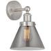 Edison Large Cone 7" Brushed Satin Nickel Sconce w/ Plated Smoke Shade