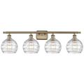 Ballston Athens 36" 4-Light Antique Brass Bath Light w/ Deco Swirl Sha