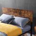 Queen Size Metal Bed Sturdy System Steel Bed Frame, Vintage Wooden Headboard and Footboard, Modern & Rustic style for Bedroom