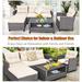 Costway 4PCS Patio Rattan Furniture Set Sofa Ottoman Cushion Garden - See Details