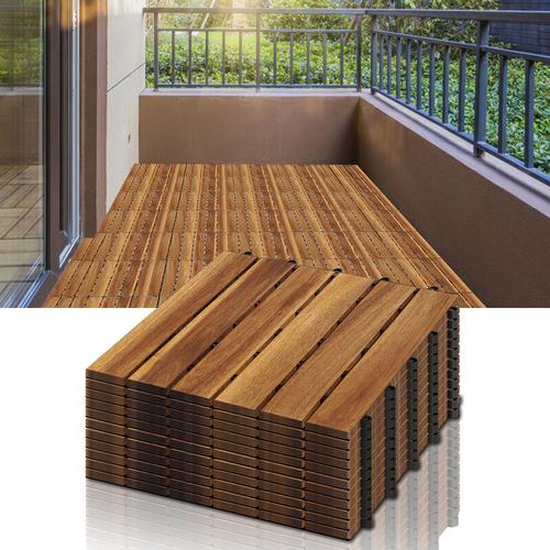 Randaco – Holzfliesen Akazienholz Balkonfliesen Gartenfliesen Terrassenfliesen, 30x30cm, 1m², 6