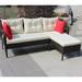 Relax 2-Piece Wicker Rattan Sectional Sofa Set for Outdoor Patio Conversations, Complete with Beige Cushions