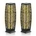 Costway 2 Pieces Solar-Powered Diamond Wicker Floor Lamps with Auto LED Light-Black