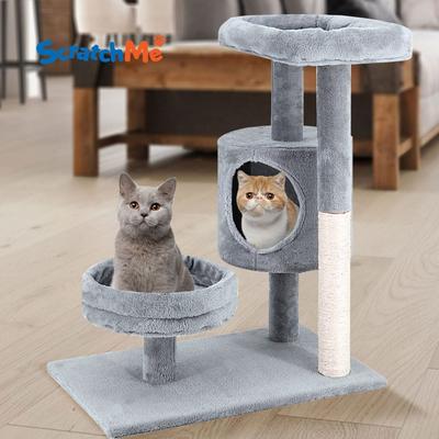 Cat Tree with Platform and Scratching Posts with Spacious Cat Cave