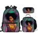 African Schoolbags for Teenage Girls Black American Girl Pattern Backpack with Lunchbox Pencil Box Elementary School Bags 3 piece