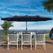 Boyel Living 15ft Double-Sided Patio Market Umbrella with iron Base Large Outdoor Table Umbrella(Navy)