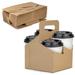 [200 Pack]4Cup Drink Carrier with Handle Kraft Paperboard Handled Drink Carriers 12 - 30 oz To Go Coffee Cup Holder For Hot and Cold Cup Carrier TakeoutCafe and Restaurant Food Delivery