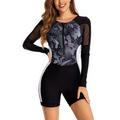 Frontwalk Women Beachwear Sun Protection Surfing Swimsuit Rash Guard Athletic Swimwear Long Sleeve Ladies Quick Dry Tummy Control Padded Polka Dot Black M