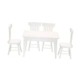 5 Pack Dining Table with Chairs Decoration Accessories DIY 1:12 Scale Wooden Doll House Furniture toy for Dolls House dining Room