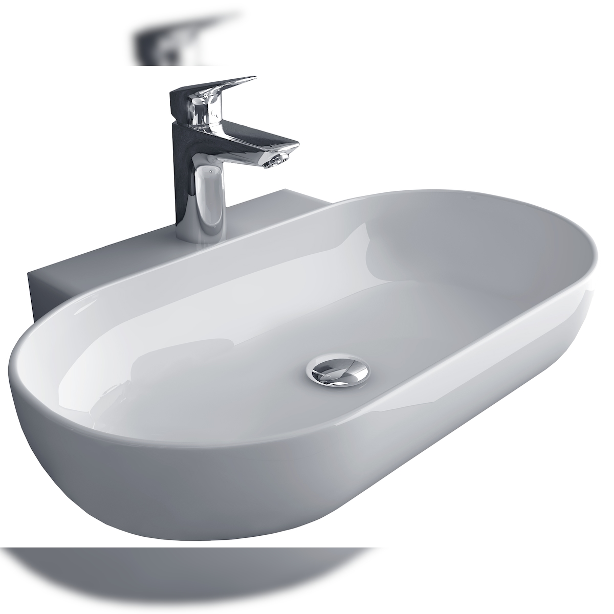 Alpenberger Handwaschbecken Oval mit Nano-Beschichtung | Aufsatz- & Hängewaschbecken | Keramik Aufsatzwaschbecken für Bad & WC Weiß Modern