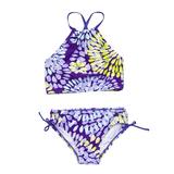 TAIAOJING Girls Swimsuits Bikini Set 2 Pcs Swimwear Floral Tops Drawstring Bottoms Suit Suit New Split Water Drop Print Girl s Bathing Suit 3-4 Years