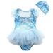 TAIAOJING Toddler Baby Girl Swimsuit Two Piece Swimwear Snowflake Lace Summer Beautiful For Girl s Bathing Suit 4-6 Years
