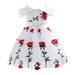 Mikrdoo 3Y Toddler Baby Girls Princess Dress Off The Shoulder Evening Rose Print Dress Gauze Dress One Piece Party Feast Dress White 3-4 Years