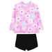 TAIAOJING Girls Swimsuit Two Piece Toddler Swimwear Long Sleeve Cartoon Floral Prints Top Shorts Beach 2PCS Girl s Bathing Suit 12-18 Months