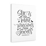 Scripture Walls More Precious Than Jewels Proverbs 31:10 Bible Verse Canvas Christian Wall Art Ready to Hang Unframed
