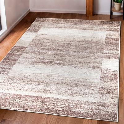 Teppich MY HOME "Beldre" Gr. 4, beige (sand), B:160cm H:9mm L:230cm, Kunstfaser, Teppiche, mit besonders weichem Flor, Kurzflor, modernes Design, mit Bordüre Image