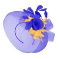 Caprilite Big Royal Blue & Gold Fascinator Hat Veil Net Hair Clip Ascot Derby Races Wedding Headband Feather Flower