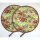 Aga Hob Lid Mats Pads Covers Pair of Farmyard Scene Round Range Oven Hotplate Hat Covers Farm Red Tractor Cow Chicken Dog Topper With Loops