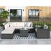 8-Pieces Outdoor Garden Patio Furniture Sets for 5-6, Rattan Wicker Sectional Cushioned Sofa Sets for Balcony, Terrace & Garden