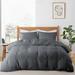 Lightweight Clipped Duvet Cover Set Geometric Solid Color