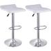 Homy Casa Inc White Barstools Set of 2 Contemporary Airlift Height Adjustable 360 Swivel Backless with Footrest Chrome Base for Kitchen Bar Pub Office W15.0 x D15.7 x H25-33.2