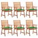 walmeck Patio Dining Chairs 6 pcs with Cushions Solid Acacia Wood