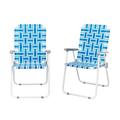 2 Piece Lightweight Webbing Beach Chair Folding Beach Chairs with Back Camping Chairs Outdoor Folding Chairs for Yard Garden Blue & White