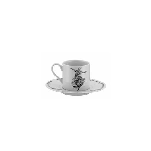Hermia Concept, Kütahya- KTP9606, Weiß,Schwarz, Kaffeetassen, 100% Porzellan