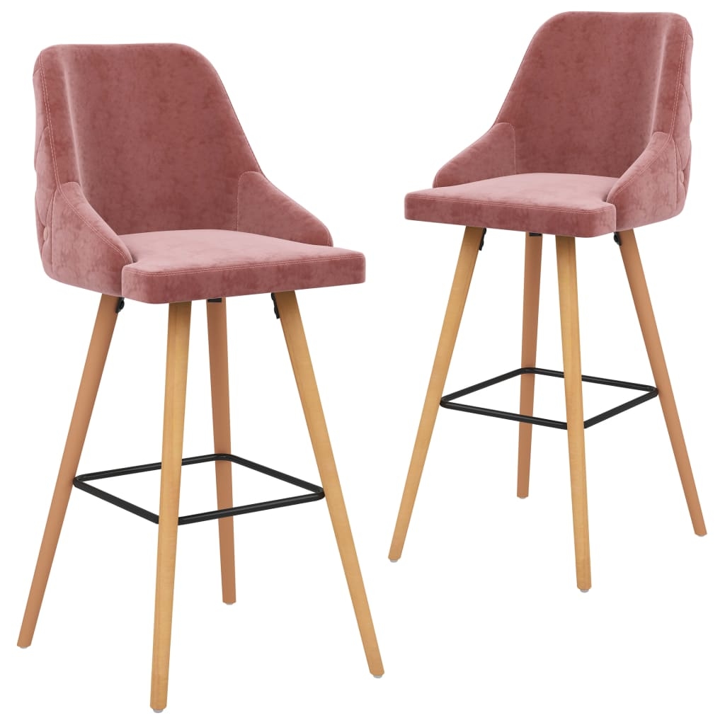 vidaXL Barhocker 2 Stk. Rosa Samt Image
