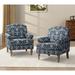 Armchair - Mooresville 30" W Armchair Polyester in White/Blue Laurel Foundry Modern Farmhouse® | 35 H x 30 W x 29 D in | Wayfair