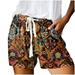 ZIZOCWA Womens Cute Shorts Women Casual Drawstring Shorts Summer B Printed Elastic Waist Cotton Shorts Comfy Lightweight Pants With Pockets Padded Womens Cycling Shorts Daisy Shorts for Women Womens