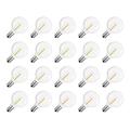 20 Pcs G40 LED Replacement Light Bulbs E12 Screw Base Shatterproof LED Globe Bulbs for Solar String Lights Warm