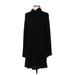 Emory Park Casual Dress - Shift Turtleneck Long sleeves: Black Print Dresses - Women's Size Medium