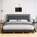 Mercer41 Lamese Solid Wood Panel Bed Upholstered/Velvet in Gray | 39.4 H x 55.3 W x 77.5 D in | Wayfair 6FB8A5BEE95140D1913AA26F8E0E712F