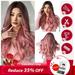 DOPI Pink Wig Pink Wigs for Women Short Natural Lace Hair Long Curly Wavy Synthetic Wig Pink Natural Full Wigs for Halloween